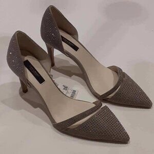 Zara Mini Stud Sparkle Evening Pump - Taupe/ Grey size 7 1/2
